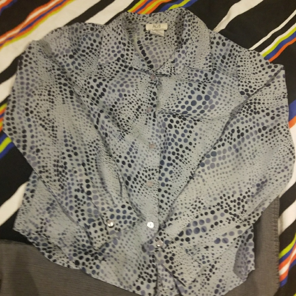 Blue on blue Polka Dot Blouse